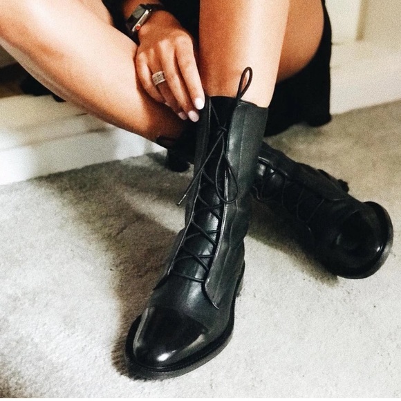 RESTOCKED! Milano Black Leather Lace Up Brogue Boots - Picture 12 of 12